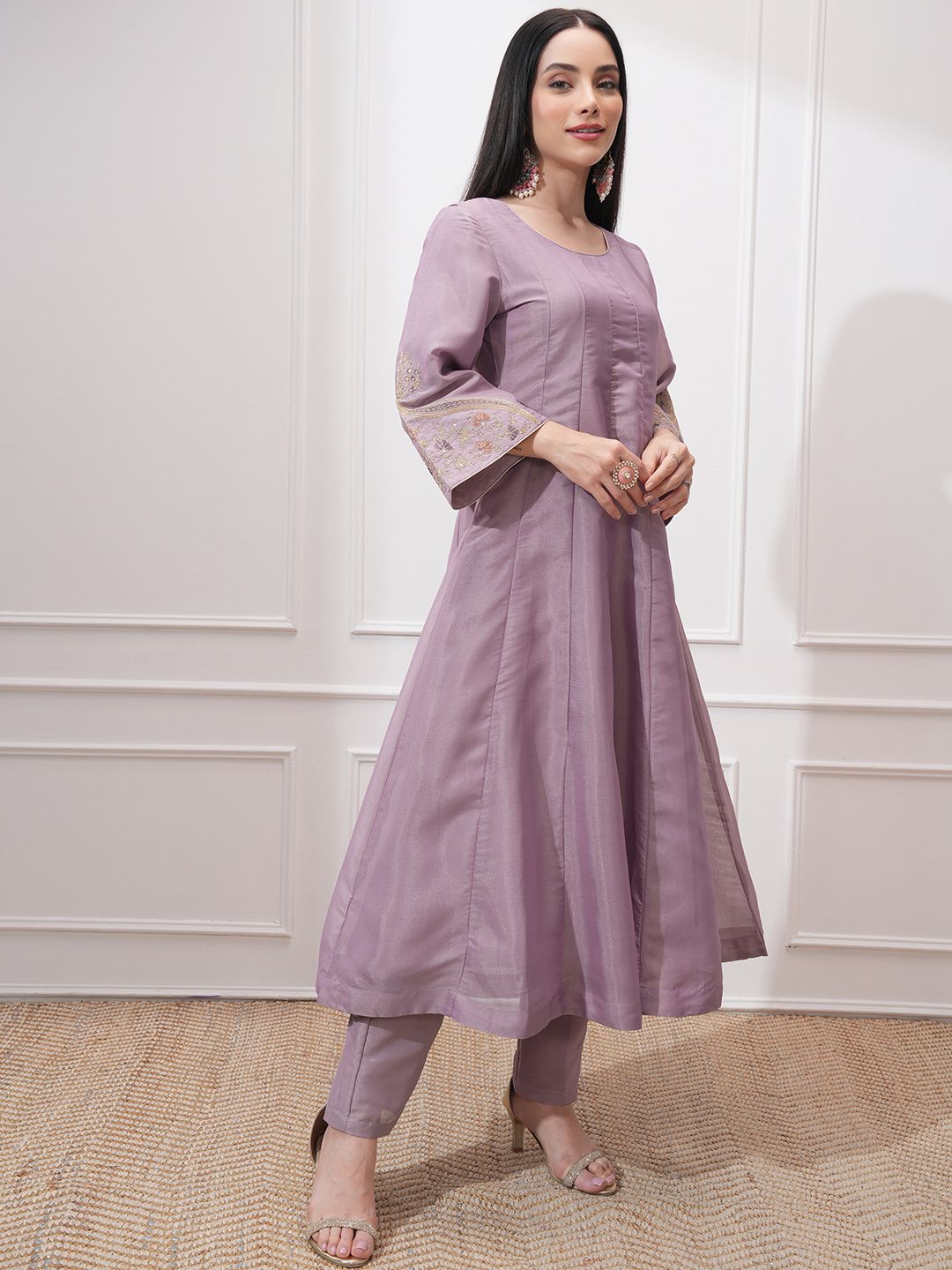 Vishudh Women Ethnic Motifs Embroidered Regular Kurta with Trousers & With Dupatta