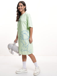 Tokyo Talkies Women Disney Thumper Graphic Printed Boxy Mini Cotton TShirt Dress