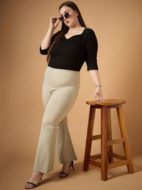 SASSAFRAS Curve Women Comfort Slim Fit High-Rise Trousers