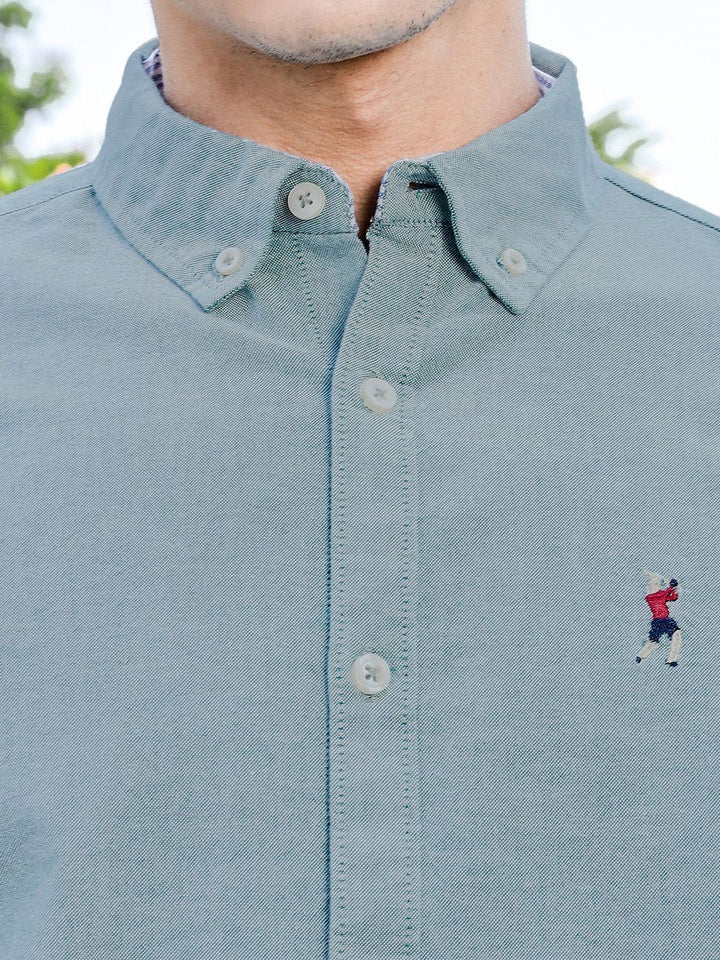 Thomas Scott Men Premium Regular Fit Button-Down Collar Solid Cotton Casual Shirt