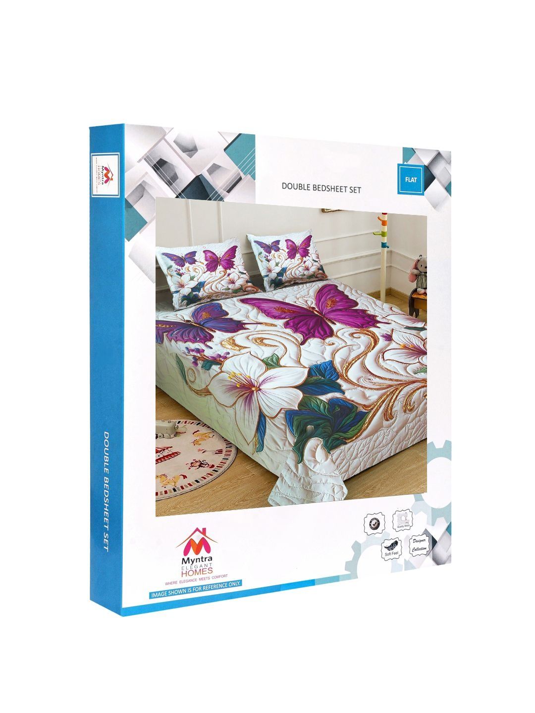 Myntra Elegant Homes Multicoloured Floral 400 TC King Bedsheet with 2 Pillow Covers