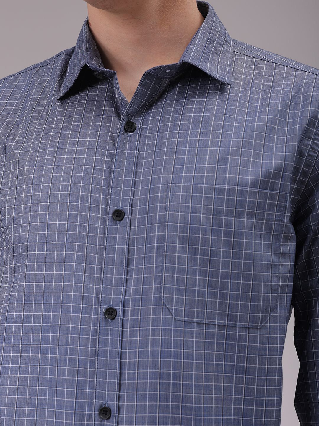 The Indian Garage Co. X Luxe Men Cutaway Collar Checked Slim Fit Formal Shirt