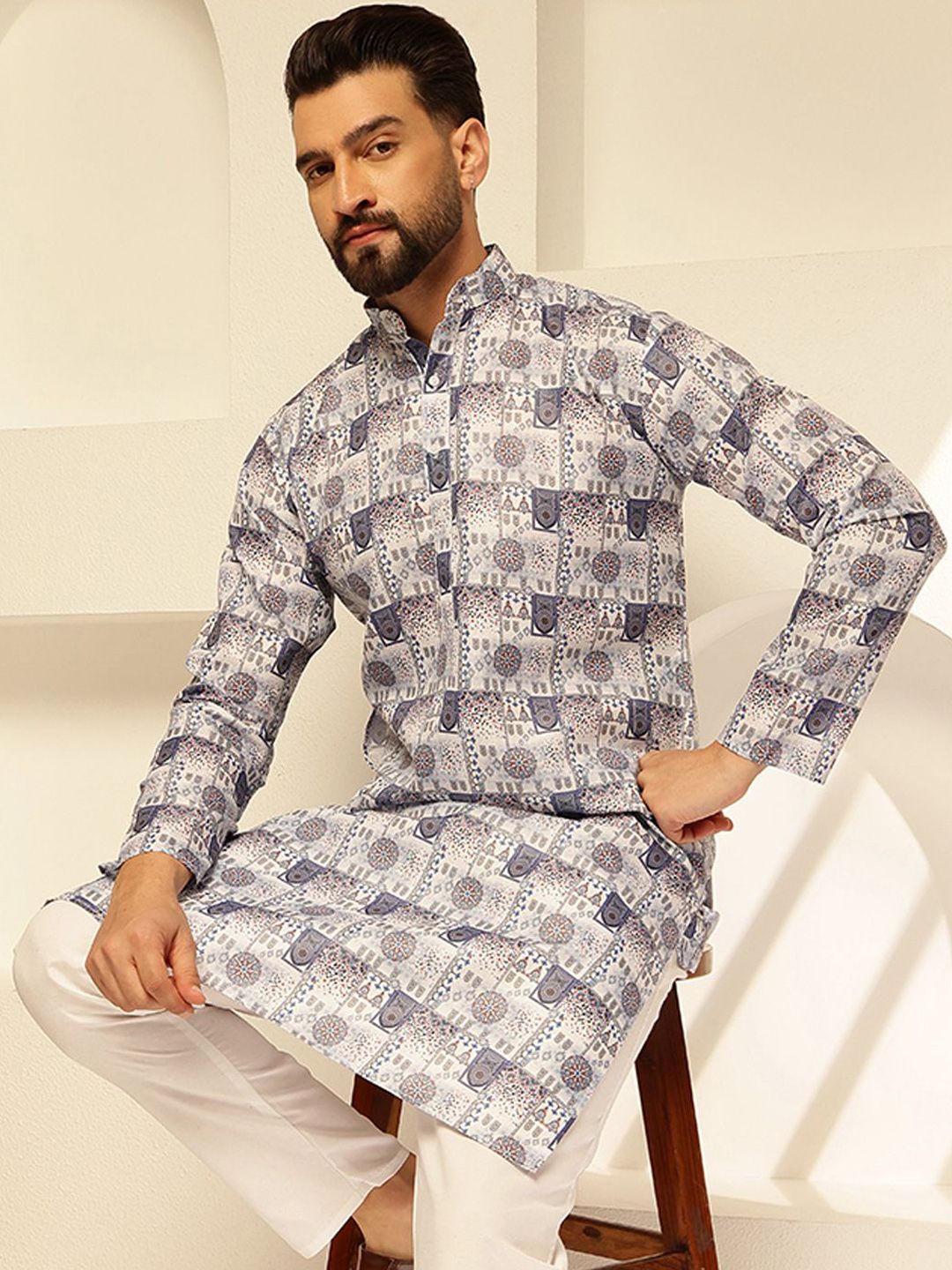 SOJANYA Motif Etnik Printed Cotton Straight Kurta