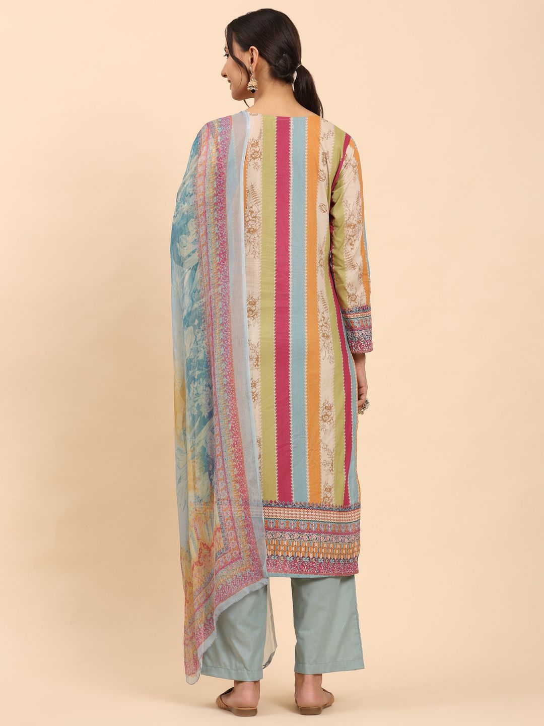 Mamicha Striped Cotton Straight Kurta
