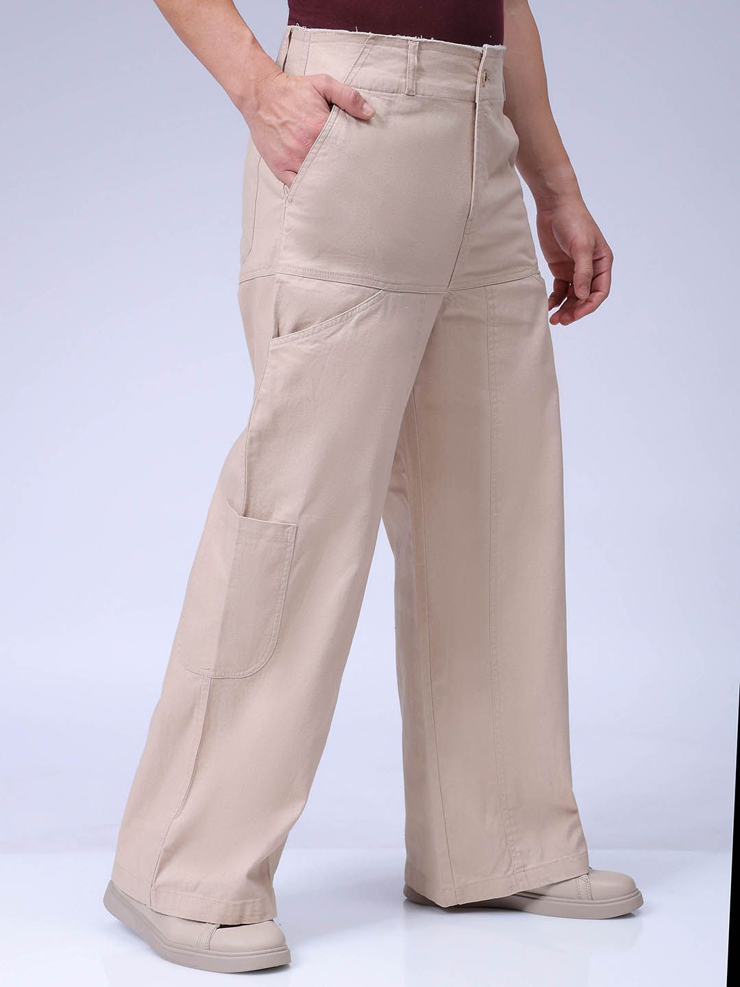 The Indian Garage Co Men Loose Fit Mid-Rise Cargos Trousers