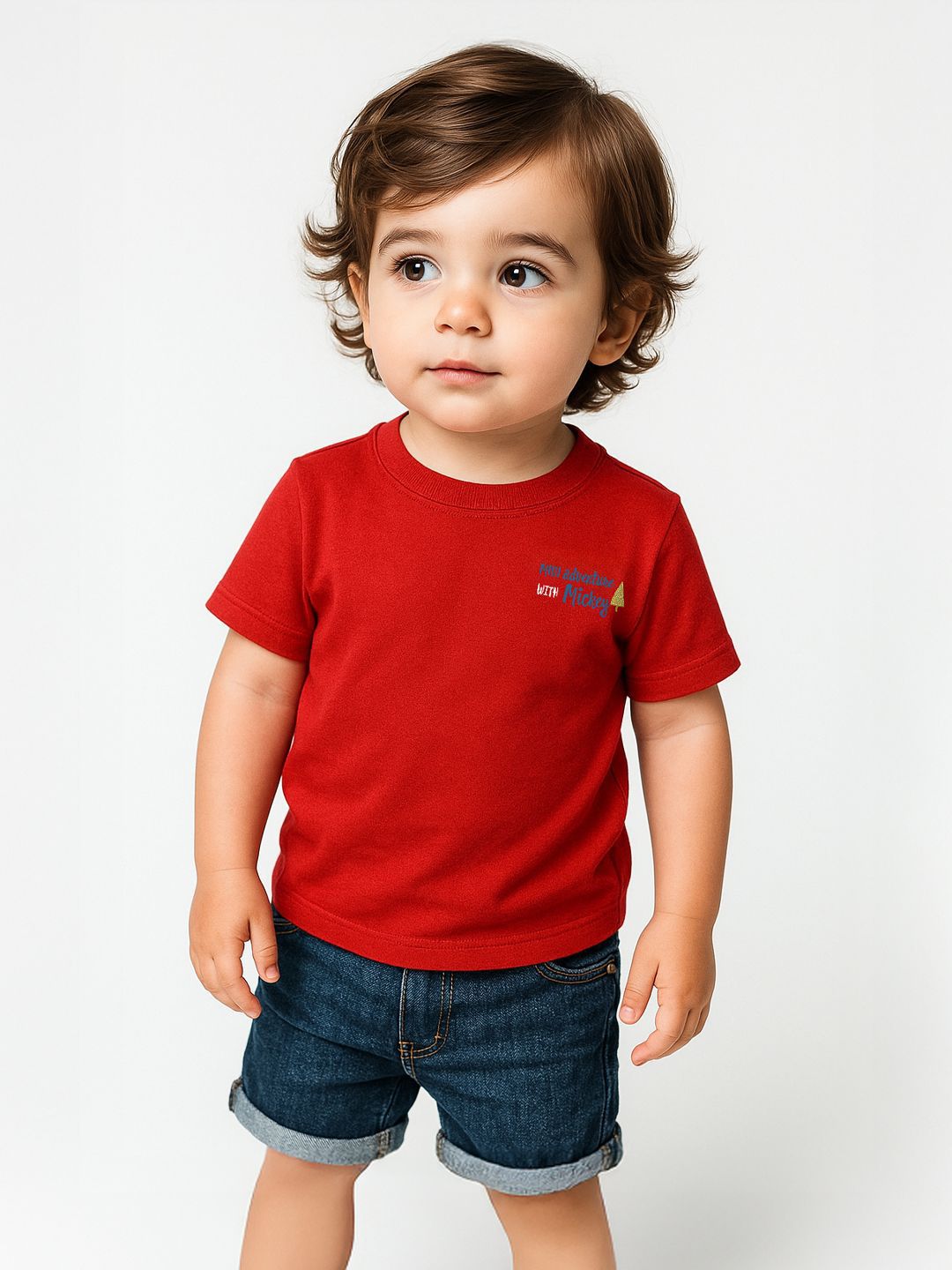 Nauti Nati Boys Mickey Mouse Printed Antimicrobial Cotton T-shirt