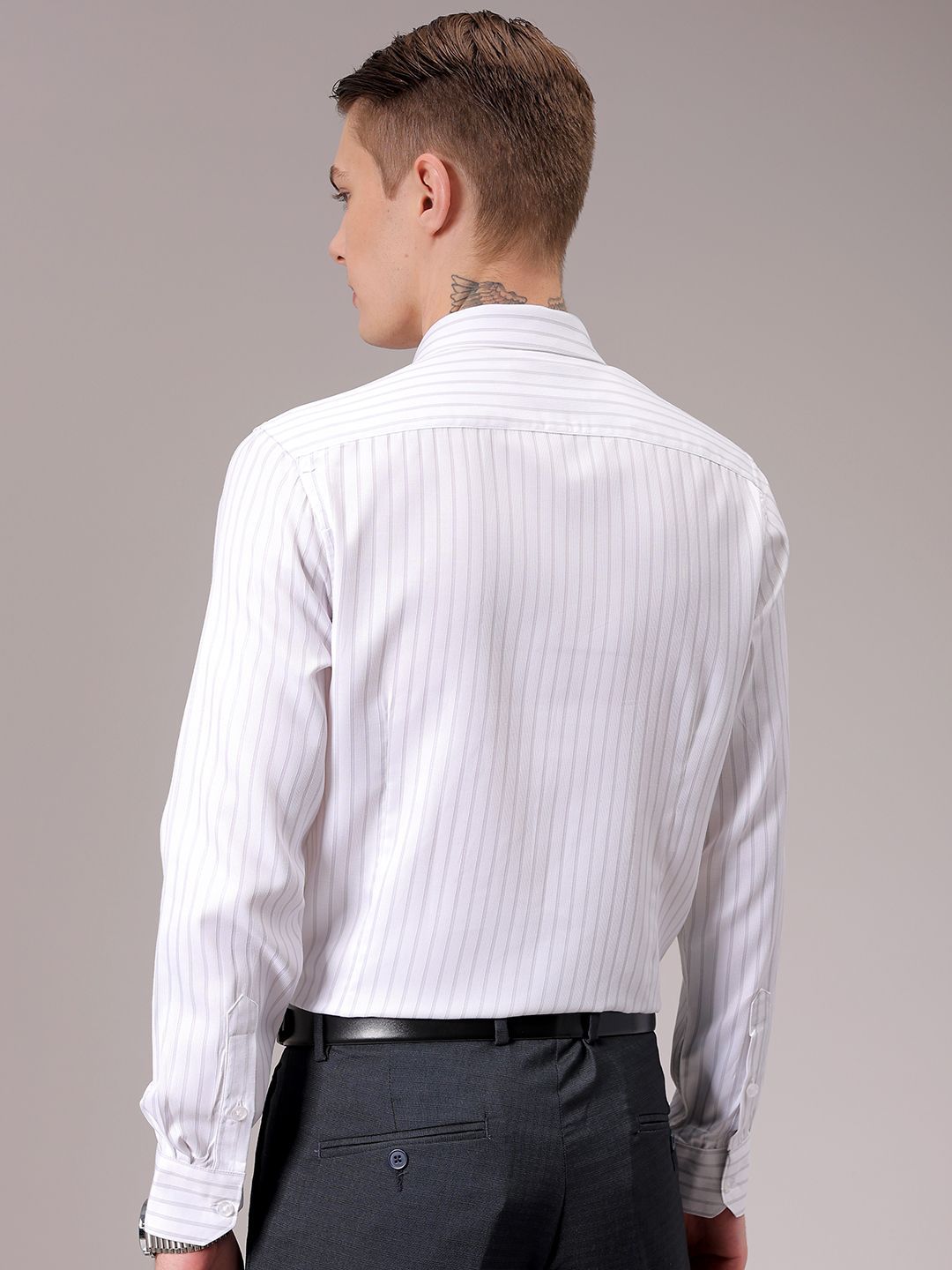 The Indian Garage Co. X Luxe Men Spread Collar Multi Striped Slim Fit Formal Shirt