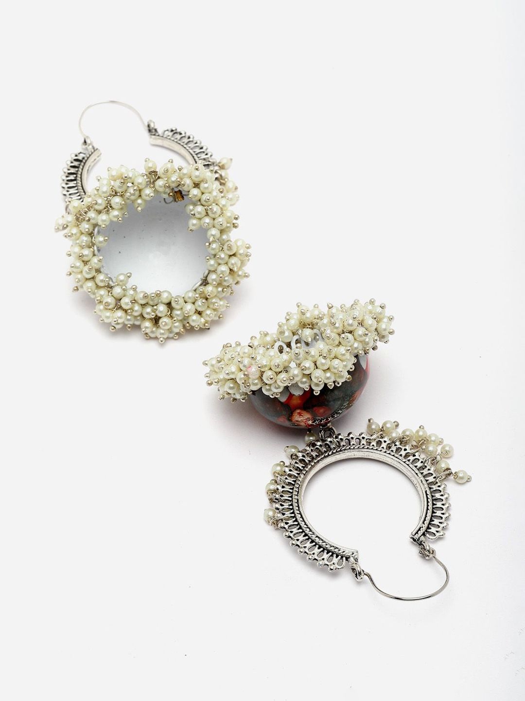 Anouk Silver Plated Cubic Zirconia Studded Dome Shaped Jhumkas