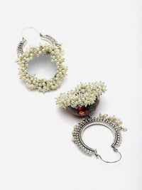 Anouk Silver Plated Cubic Zirconia Studded Dome Shaped Jhumkas