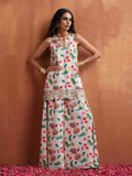 Truebrowns Floral Printed Gotta Patti Kurti dengan Sharara