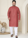 SOJANYA PLUS Floral Embroidered Thread Work Cotton Linen Straight Kurta with Pyjamas