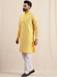 Anouk Men Floral Embroidered Kurta with Pyjama & Nehru jacket