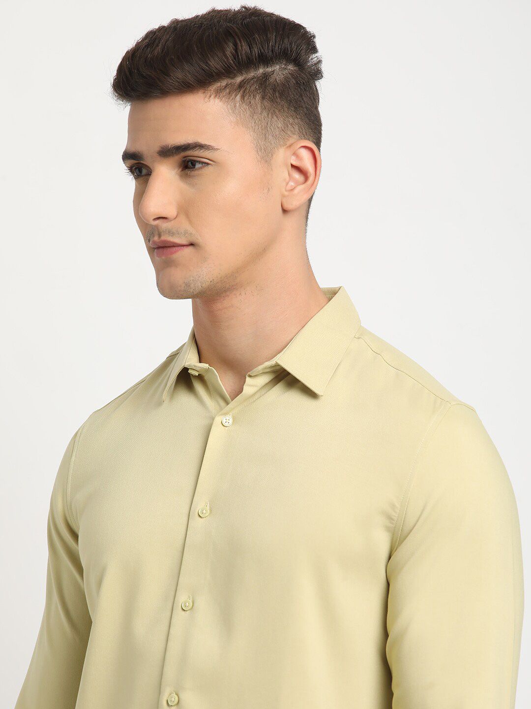 THE BEAR HOUSE Spread Collar Long Sleeves Slim Fit Casual Shirt
