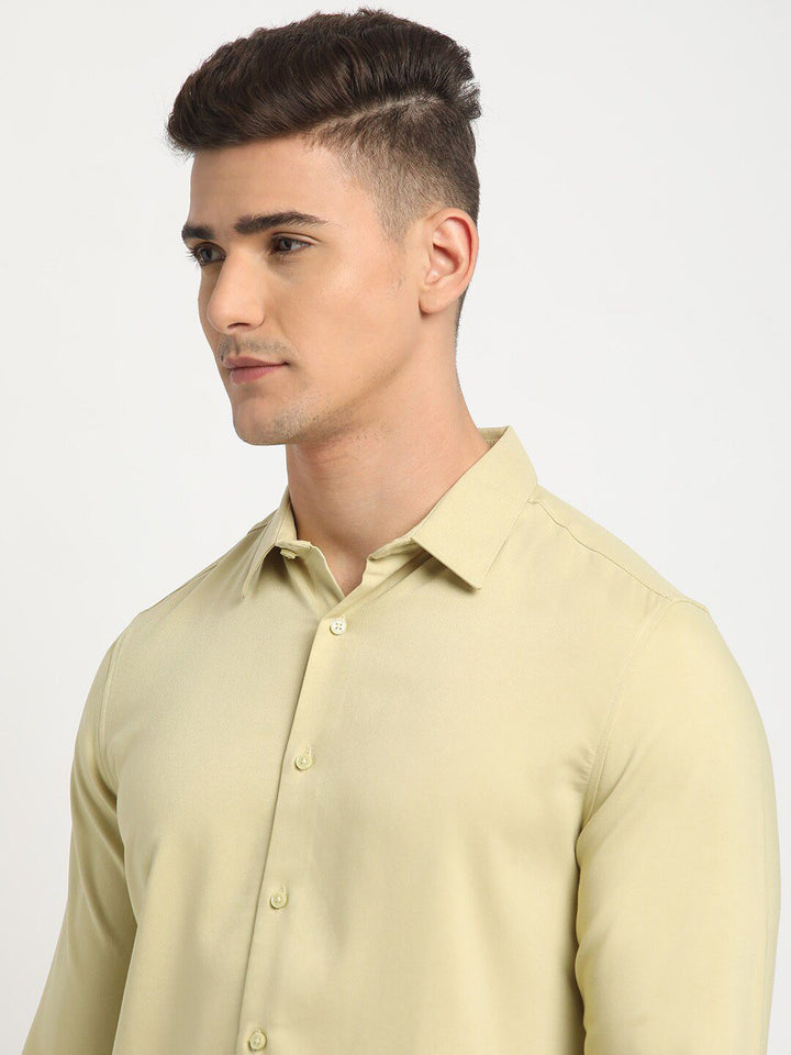 THE BEAR HOUSE Spread Collar Long Sleeves Slim Fit Casual Shirt