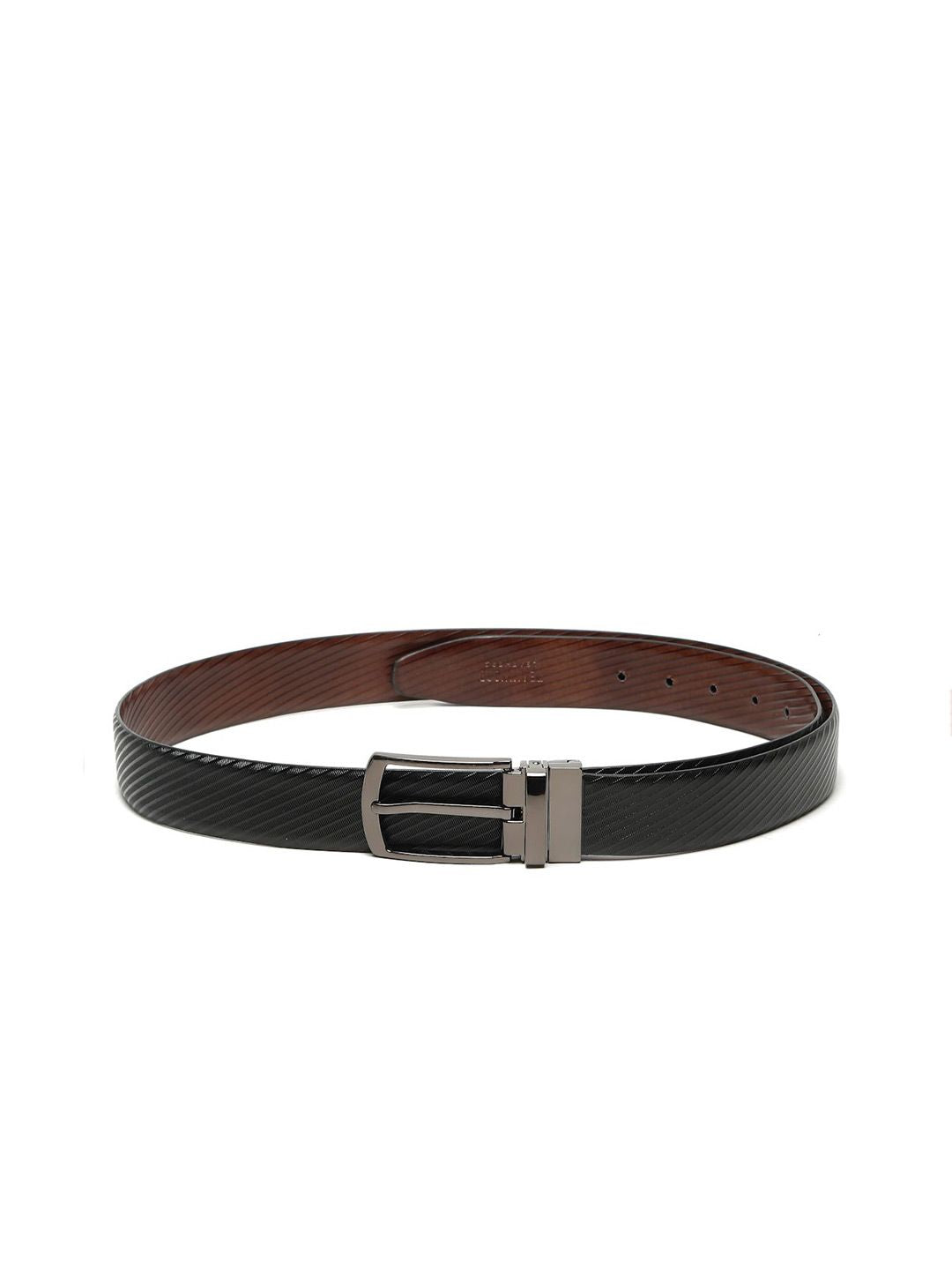 Teakwood Leathers Men Textured Leather Reversible Formal Belt