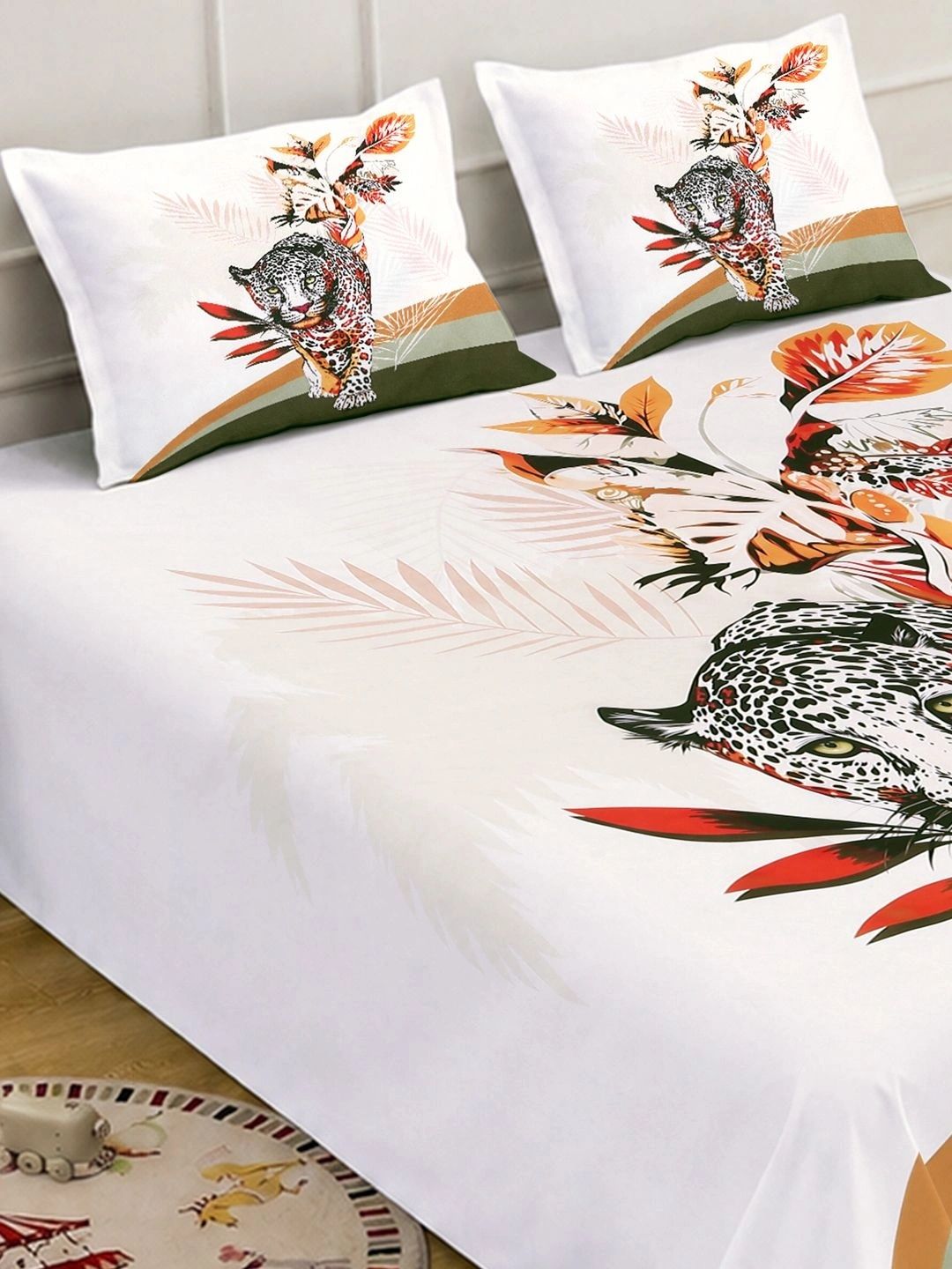 Myntra Elegant Homes White 400 TC Bedsheet with 2 Pillow Covers