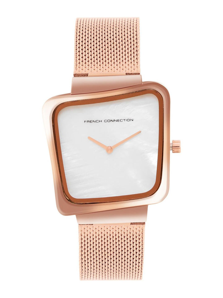 Sambungan Perancis Wanita Dail Square Dail & Gelang Gaya Tali Analog Watch Watch FCU6SRGM