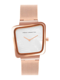 Sambungan Perancis Wanita Dail Square Dail & Gelang Gaya Tali Analog Watch Watch FCU6SRGM