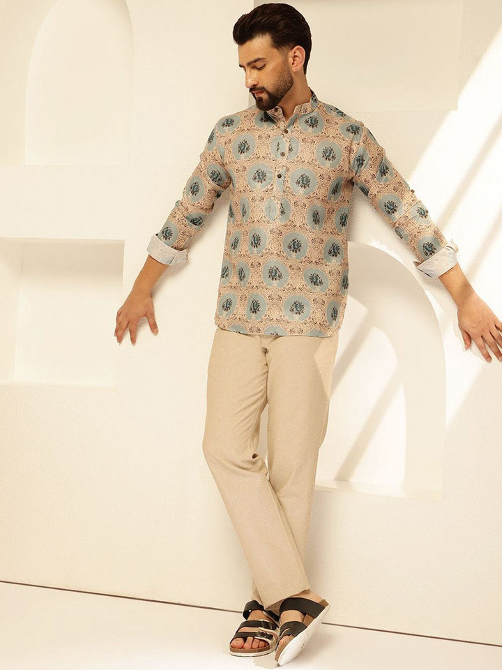 SOJANYA Floral Printed Cotton Straight Short Kurta