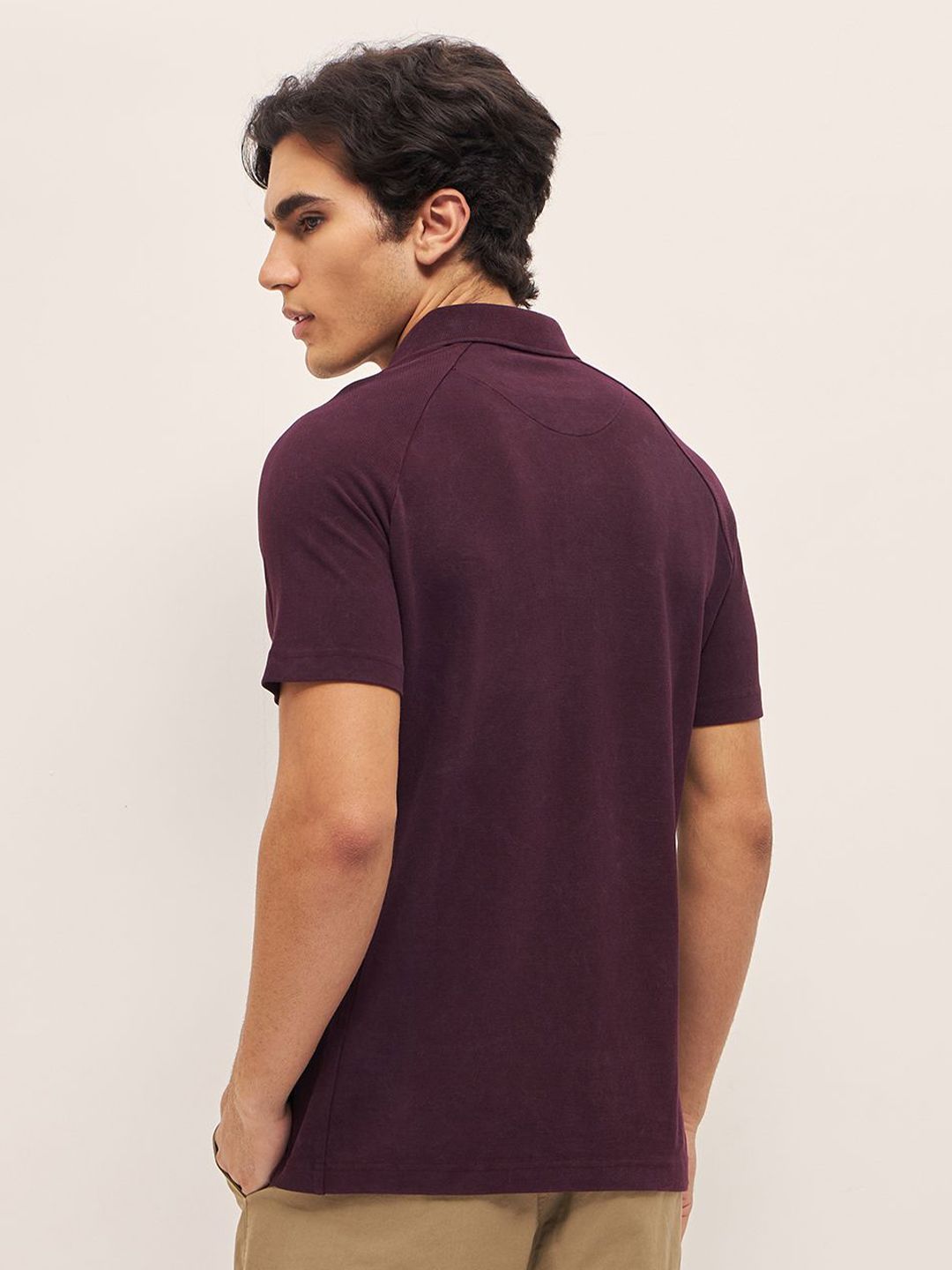 THE BEAR HOUSE Men Solid Polo Collar Cotton Slim Fit T-shirt