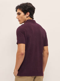 THE BEAR HOUSE Men Solid Polo Collar Cotton Slim Fit T-shirt