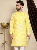 Anouk Motif Etnik Kuning Bercetak Kolar Selat Kurta