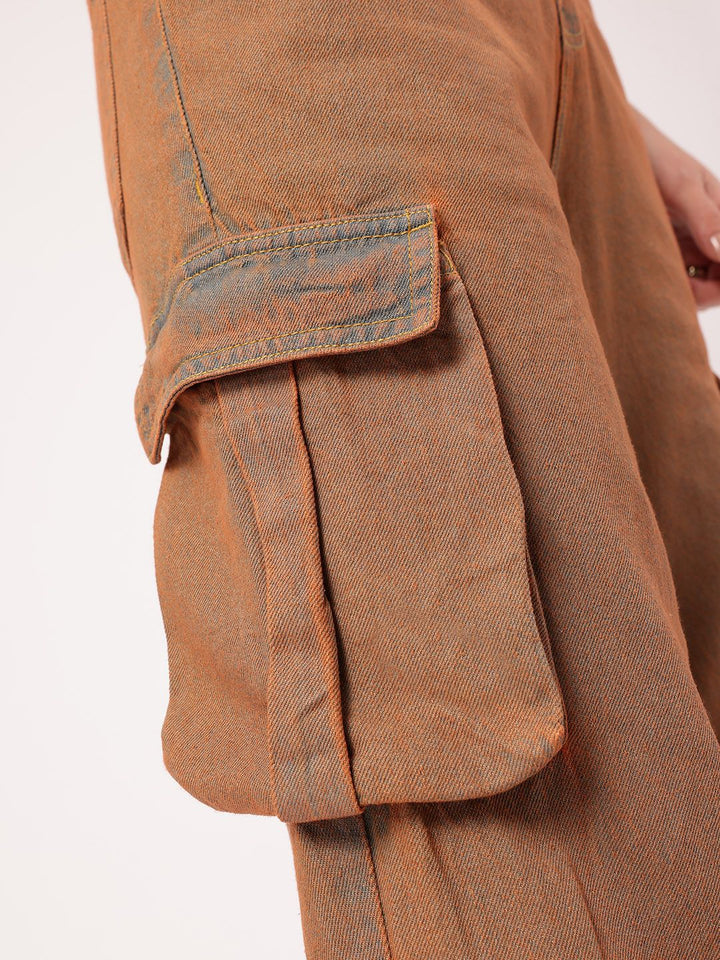 DressBerry Women Modern Minimalism Cargo Jeans with Colourwash