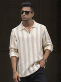 Powerlook Men Striped Polo Collar Relaxed Fit T-shirt