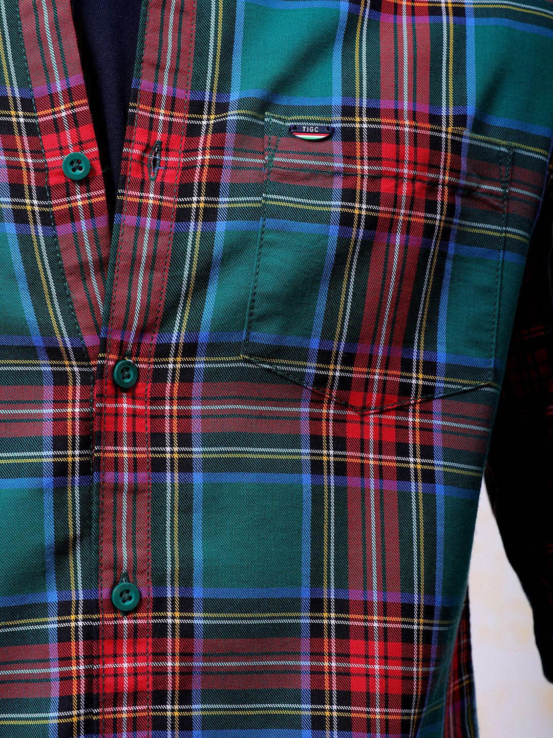 The Indian Garage Co Men Slim Fit Tartan Checks Opaque Checked Casual Shirt