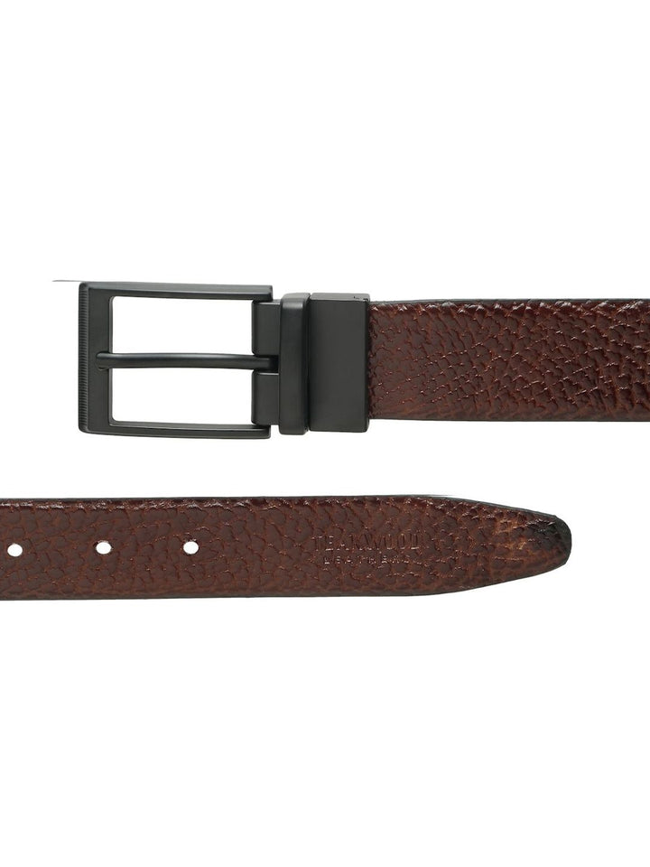 Teakwood Leathers Men Textured Leather Reversible Formal Belt