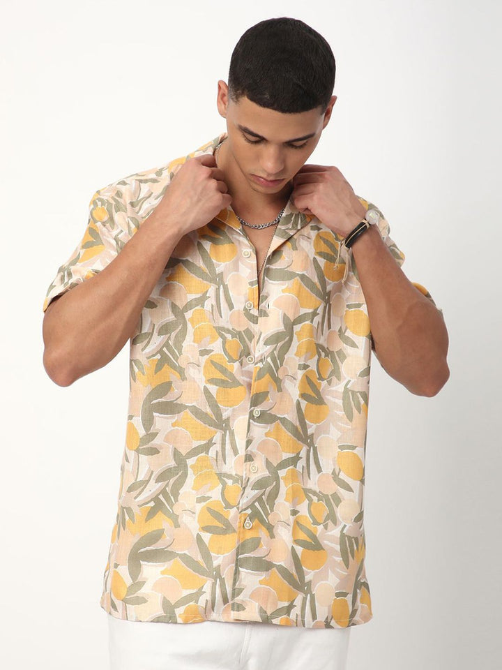 VASTRADO Men Classic Floral Opaque Printed Pure Cotton Casual Shirt
