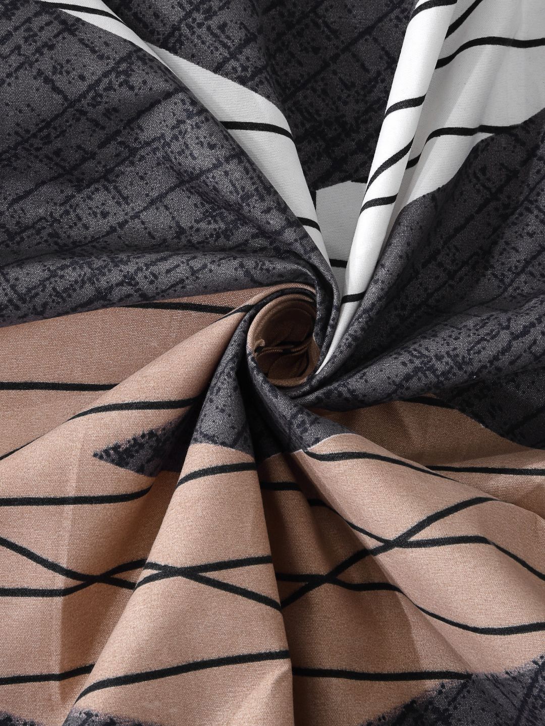 Myntra Elegant Homes Kapas Geometri Kelabu 300 TC Dilengkapi Cadar Bujang Halus dengan Sarung Bantal-89 x 59 inci
