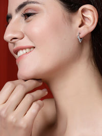 PANASH 925 Sterling Silver Bersalut Rhodium CZ-Stadded Anting-anting Gelung Cinta