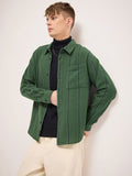 THE BEAR HOUSE Men Spread Collar Vertical Striped Cotton Relaxed Fit Casual Shirt