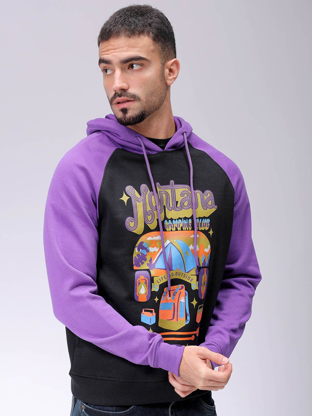 The Indian Garage Co Men Printed Hooded Sweatshirt