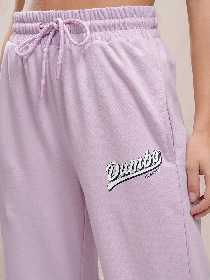 Tokyo Talkies Lavender Dumbo Printed Round Neck Short Sleeves T Shirt With Trouser