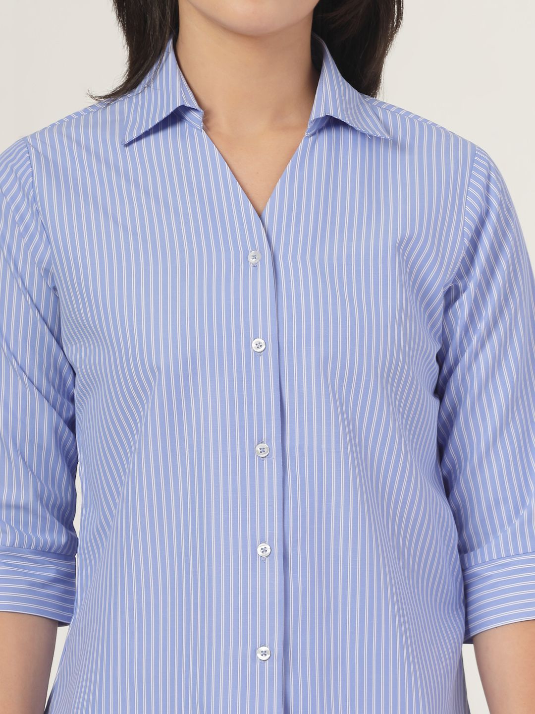 Style Quotient Women Smart Spread Collar Vertical Striped Formal Shirt