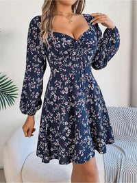 all about you Women Floral Print Puff Sleeve Fit & Flare Dress