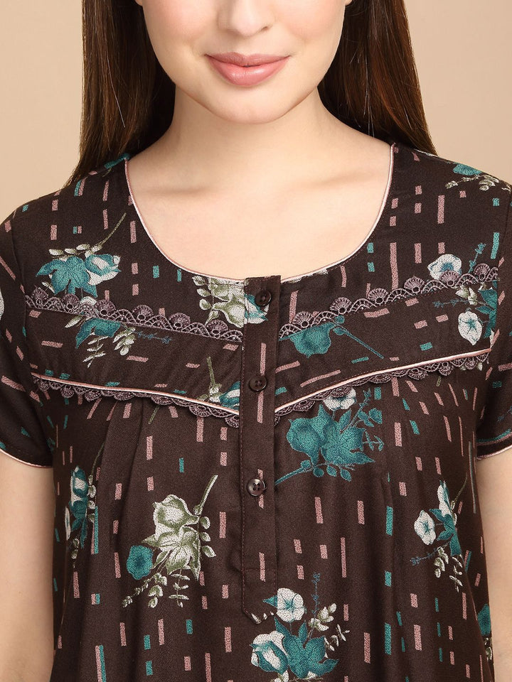 Sweet Dreams Women Printed Pure Cotton Maxi Nightdress
