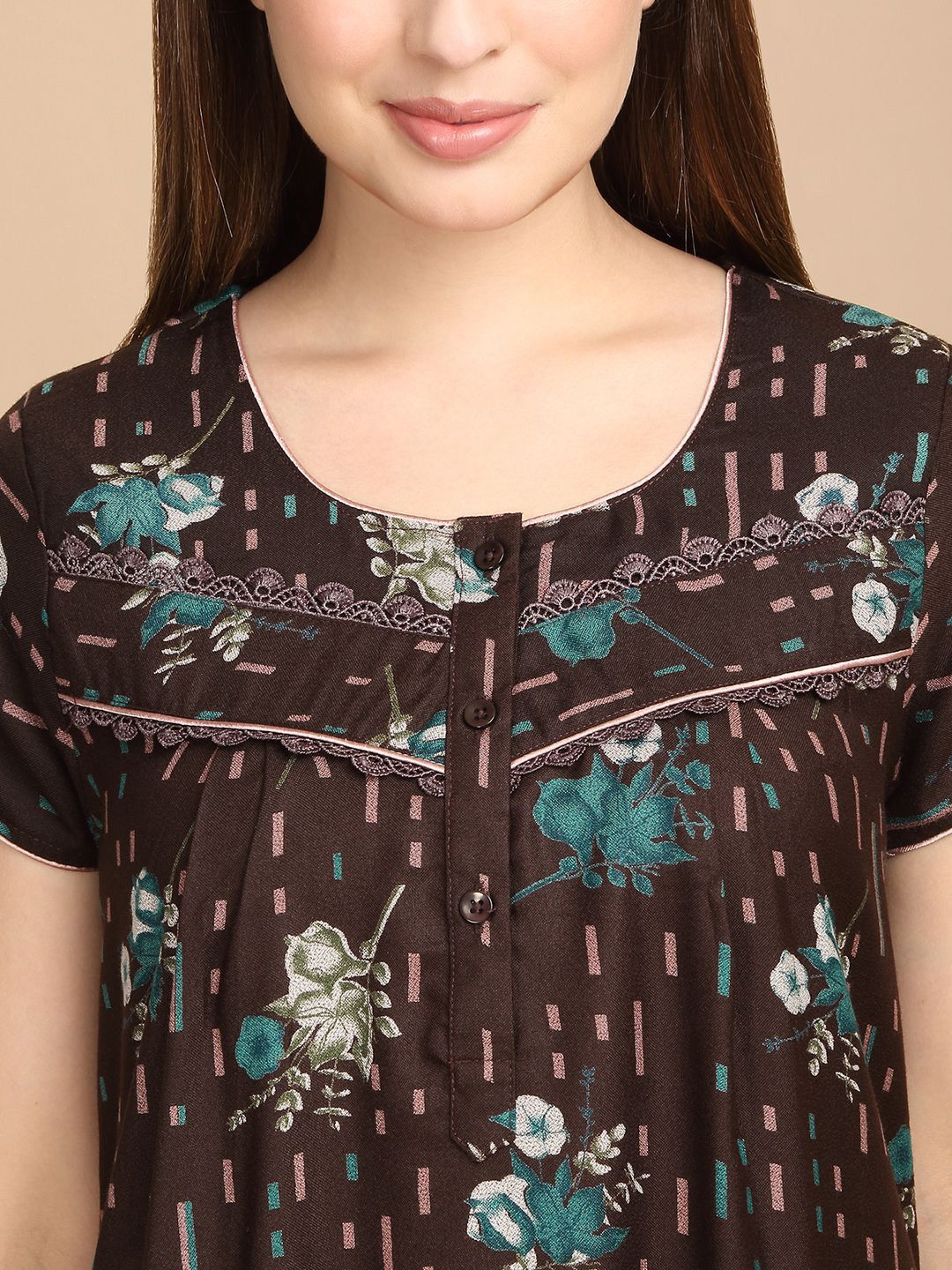 Sweet Dreams Women Printed Pure Cotton Maxi Nightdress