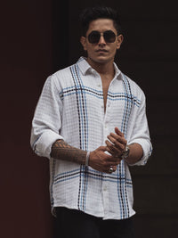Powerlook Men Spread Collar Tartan Checked Cotton Casual Shirt