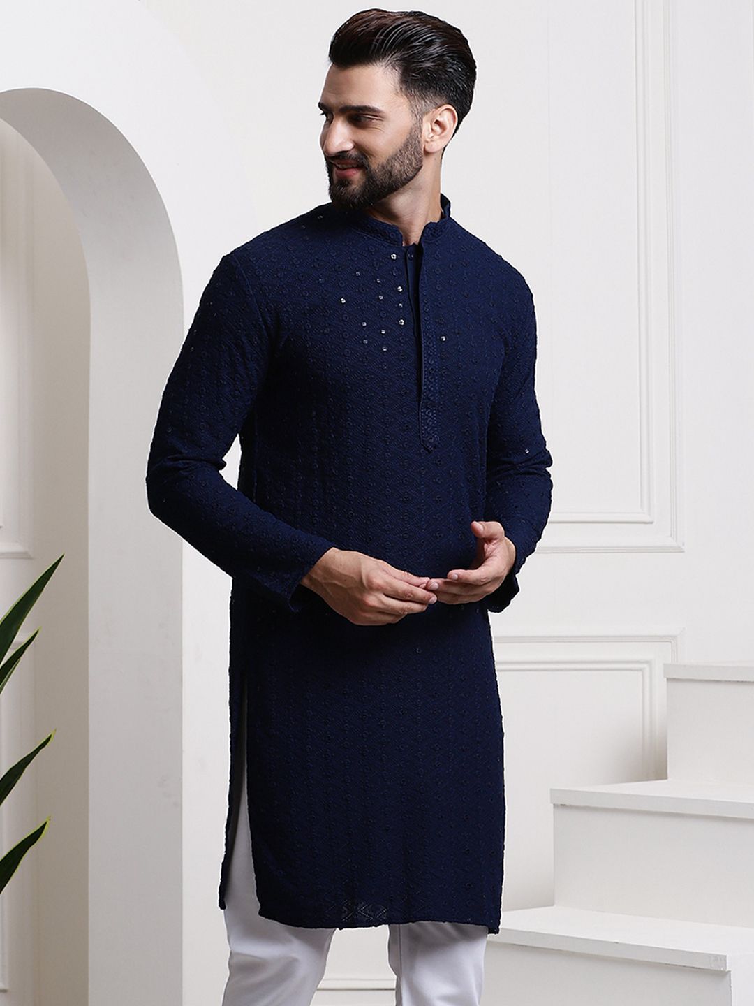 SOJANYA Kurta Kapas Tulen Dihiasi Labuci