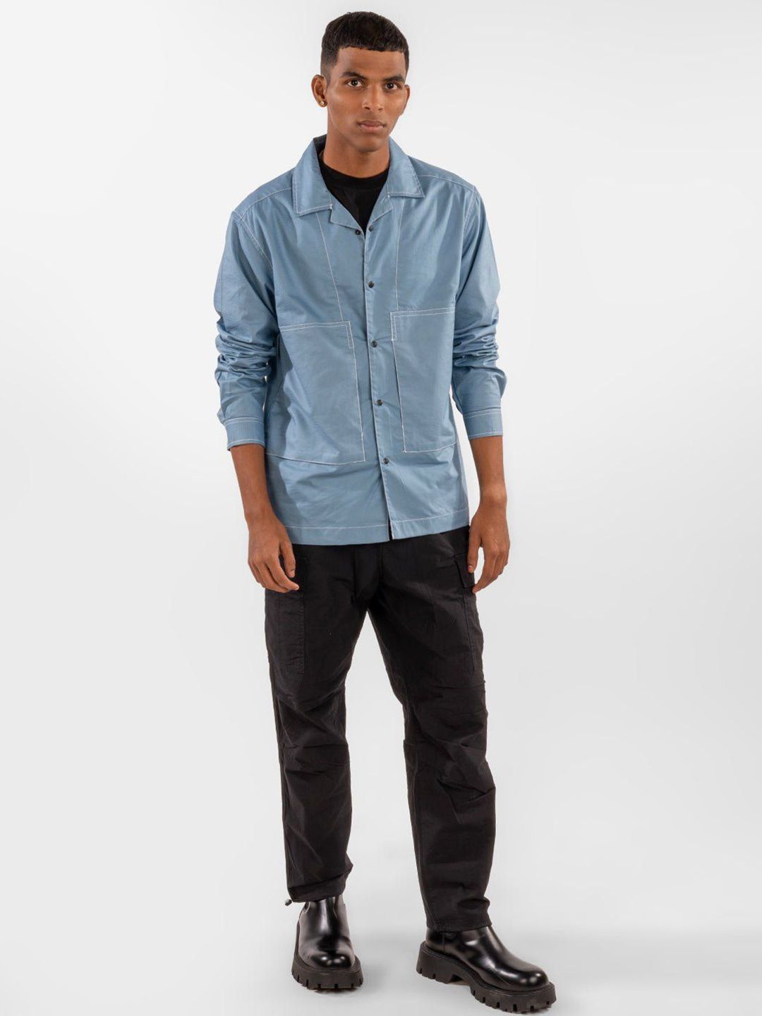 Eszett Cuban Collar Cotton Casual Shirt