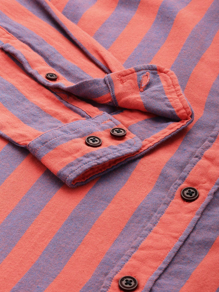 Mr Bowerbird Pure Cotton Tailored Fit Opaque Striped Casual Shirt