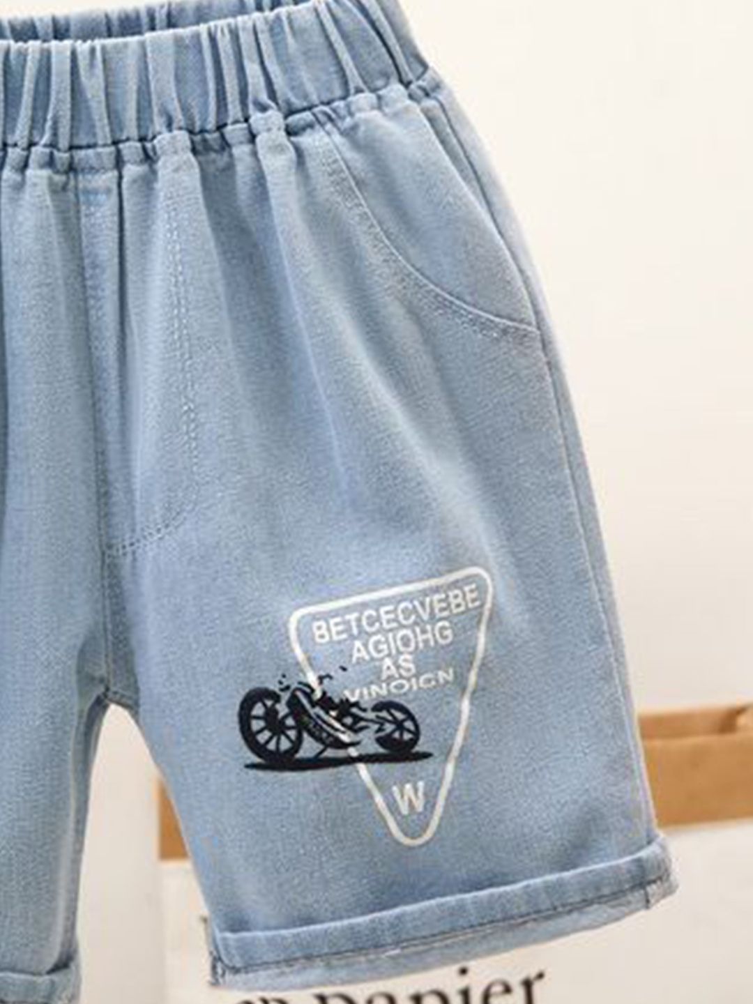 YK Boys Embellished Washed Denim Shorts