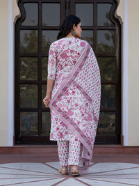 Kalini Wanita Paisley Kurta Kapas Tulen Biasa Dengan Seluar & Dengan Dupatta