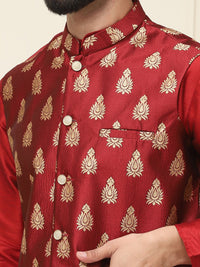 SOJANYA Mandarin Collar Kurta with Churidar With Nehru jacket