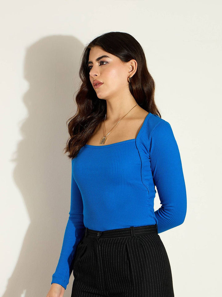 SASSAFRAS Women Square Neck Full Sleeves Top