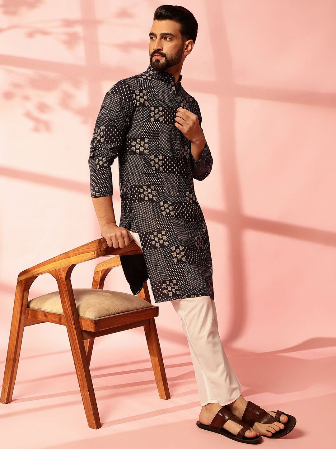 Anouk Men Bandhani Printed Regular Kurta with Pyjamas