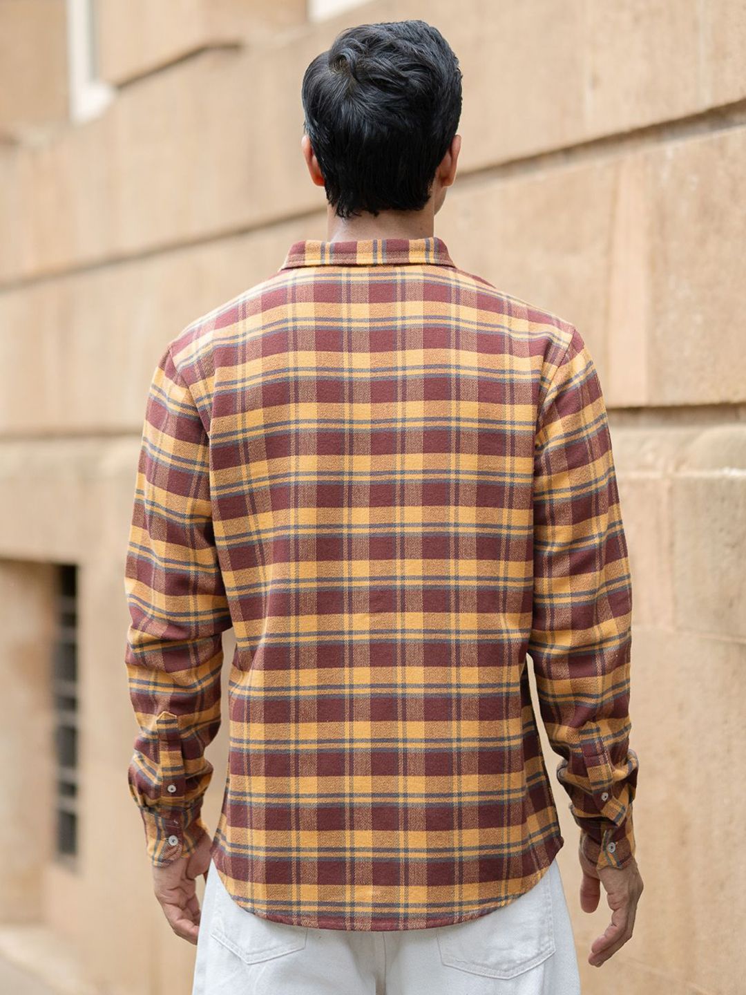 Powerlook Tartan Checked Long Sleeves Pure Cotton Shirt